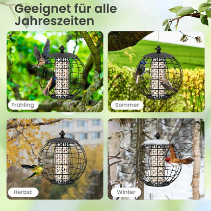 Squirrel-Proof Hanging Bird Feeder, Black, 21 x 22.5 cm