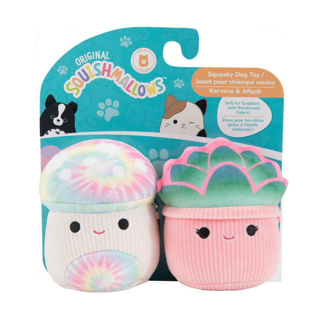 Squishmallows Doppelpack Quietsche-Plüschhundespielzeug, 9 cm