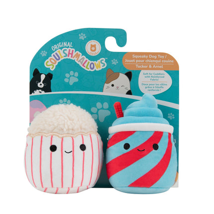 Squishmallows Doppelpack Quietsche-Plüschhundespielzeug, 9 cm