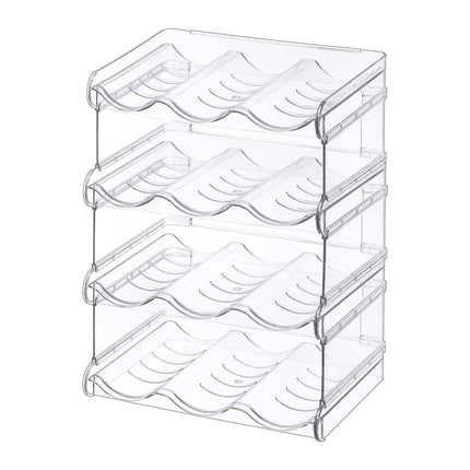 Stackable 12-Bottle Rack, 4 Tiers, Transparent Plastic
