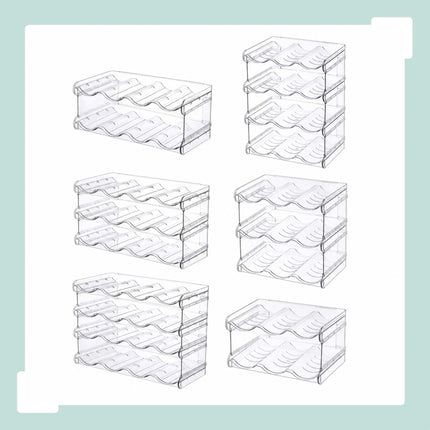 Stackable 12-Bottle Rack, 4 Tiers, Transparent Plastic