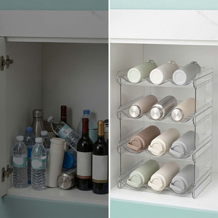 Stackable 12-Bottle Rack, 4 Tiers, Transparent Plastic