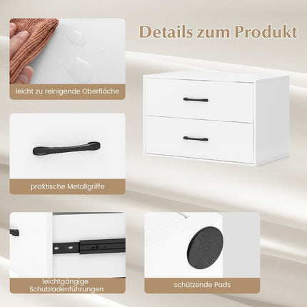 Stackable 2-Drawer Wooden Sideboard, 60x34x38 cm, White
