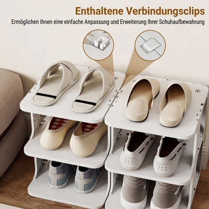 Stapelbares Schuhregal mit 6 Etagen, vertikaler Organizer, Weiß