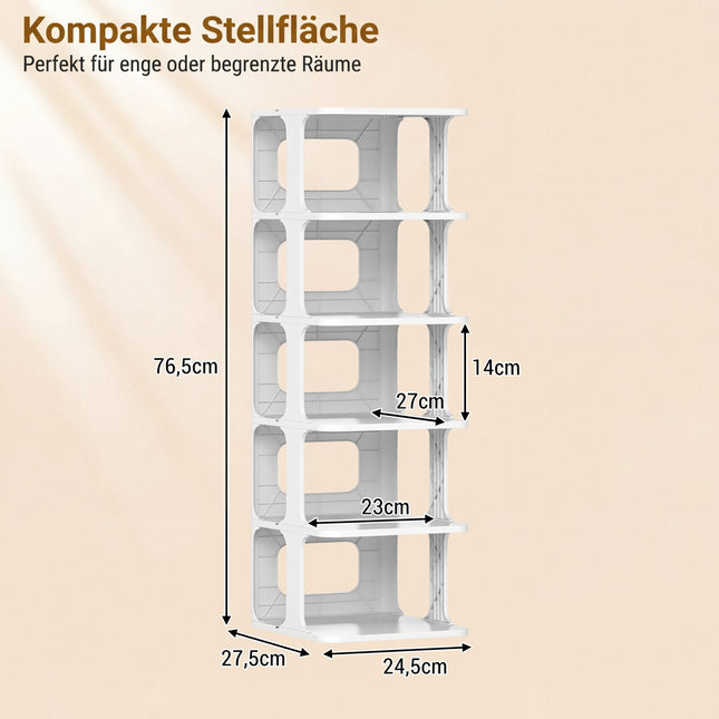 Stackable 6-Tier Shoe Rack, Vertical Organizer, White