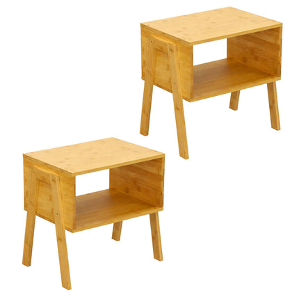 Stackable Bamboo Bedside Tables, Set of 2