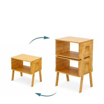 Stackable Bamboo Bedside Tables, Set of 2