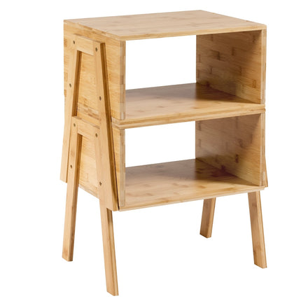 Stackable Bamboo Nightstand Set with Open Shelf, 2-Piece