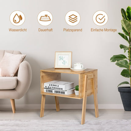 Stackable Bamboo Nightstand Set with Open Shelf, 2-Piece