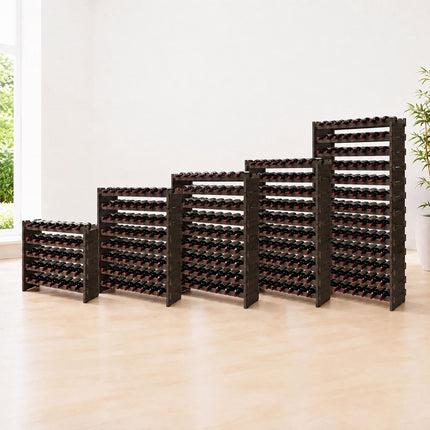 Stackable Bamboo Wine Rack for 108 Bottles, Self-Assembly, Dark Brown