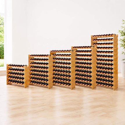 Stackable Bamboo Wine Rack for 108 Bottles, Self-Assembly, Natural
