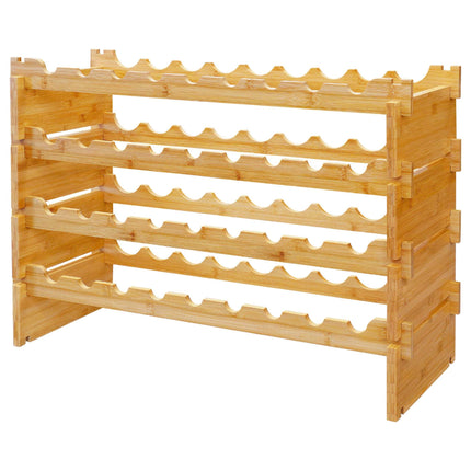 Stackable Bamboo Wine Rack for 36 Bottles, Self-Assembly, Natural