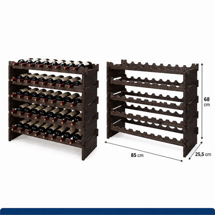 Stackable Bamboo Wine Rack for 45 Bottles, Self-Assembly, Dark Brown