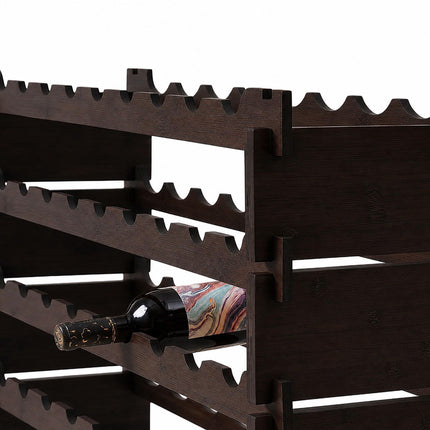 Stackable Bamboo Wine Rack for 45 Bottles, Self-Assembly, Dark Brown