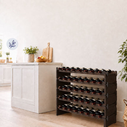 Stackable Bamboo Wine Rack for 45 Bottles, Self-Assembly, Dark Brown