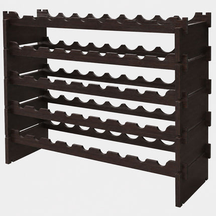 Stackable Bamboo Wine Rack for 45 Bottles, Self-Assembly, Dark Brown