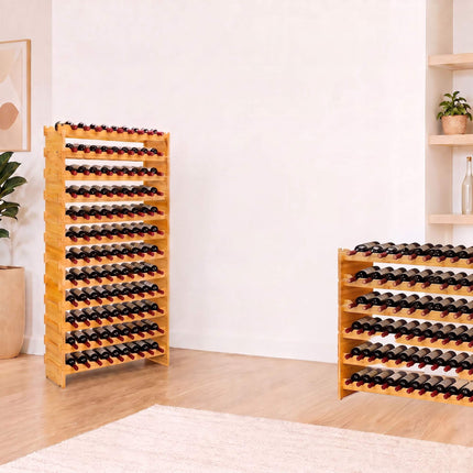Stackable Bamboo Wine Rack for 45 Bottles, Self-Assembly, Natural