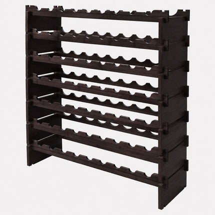 Stackable Bamboo Wine Rack for 63 Bottles, Self-Assembly, Dark Brown