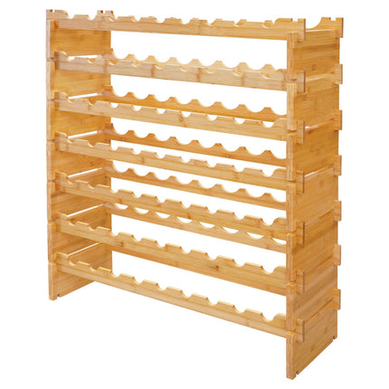 Stackable Bamboo Wine Rack for 63 Bottles, Self-Assembly, Natural