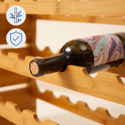 Stackable Bamboo Wine Rack for 63 Bottles, Self-Assembly, Natural