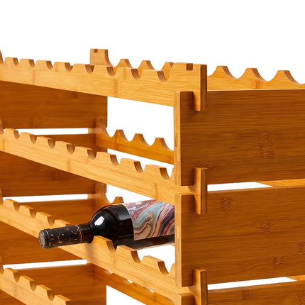 Stackable Bamboo Wine Rack for 72 Bottles, Self-Assembly, Natural