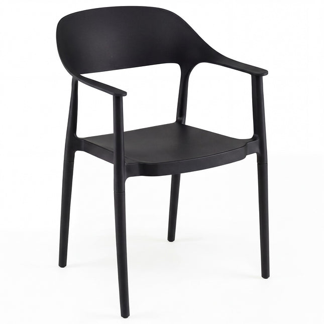 Stackable Black Dining Chair, 150 kg Capacity, Plastic