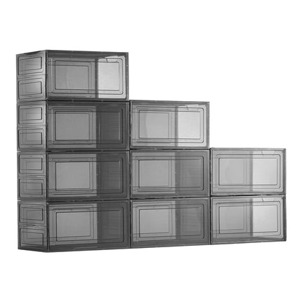 Stackable Clear Shoe Storage Boxes, 9-Pack, Magnetic Door