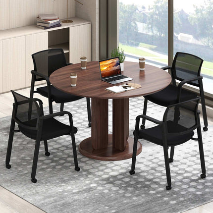 Stackable Conference Chairs Set of 2 with Wheels, Mesh Back, Black