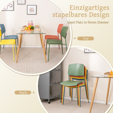 Stackable Dining Chairs Set of 4 – Ergonomic, Durable PP