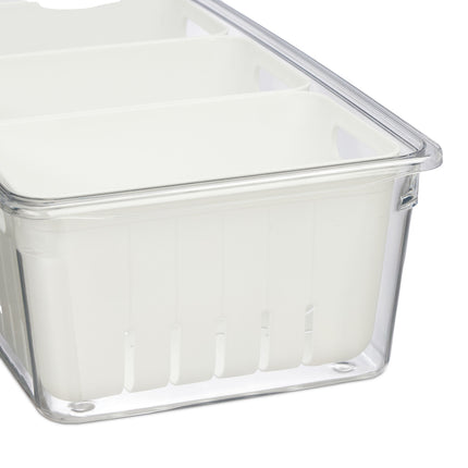 Stapelbare Kühlschrankboxen mit 3 Abtropfkörben