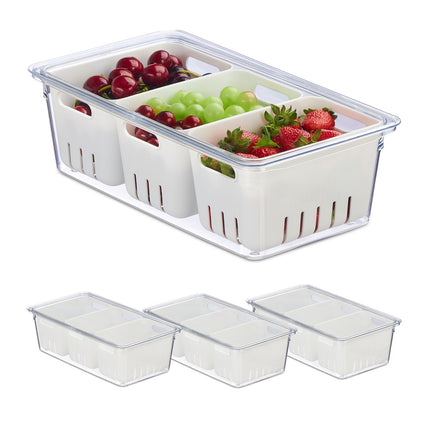 Stapelbare Kühlschrankboxen mit 3 Abtropfkörben