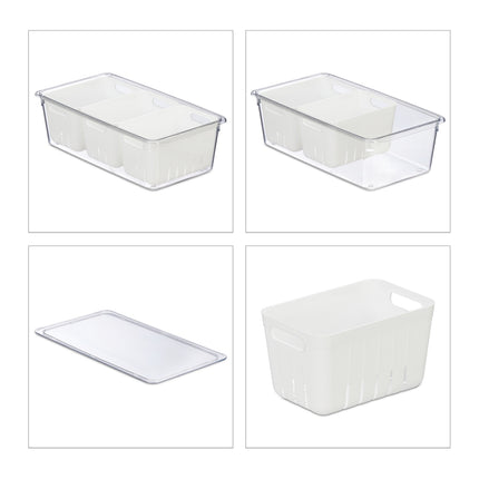 Stackable Fridge Organizer with 3 Drainage Baskets