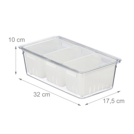Stackable Fridge Organizer with 3 Drainage Baskets
