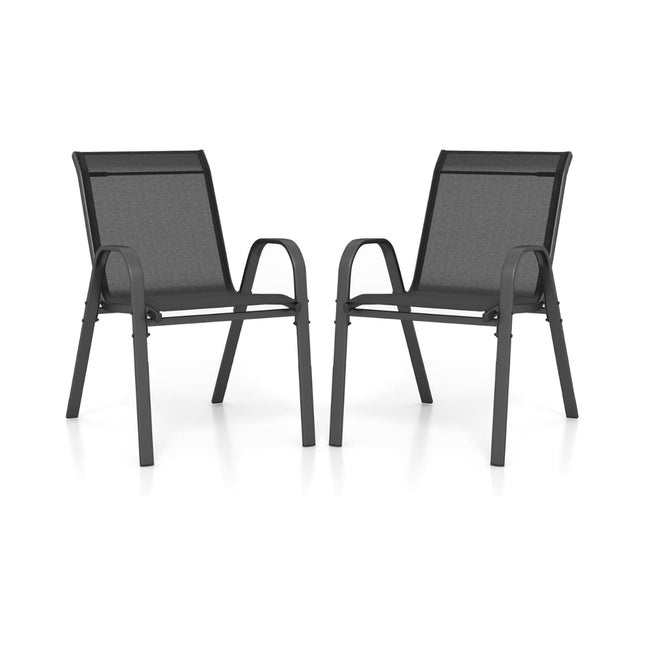 Stapelbare Gartenstühle 2er-Set, Metallrahmen, Schwarz, 56x70x84 cm