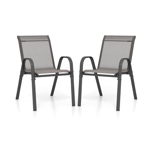 Stapelbare Gartenstühle 2er-Set, Textilene & Metall, Grau