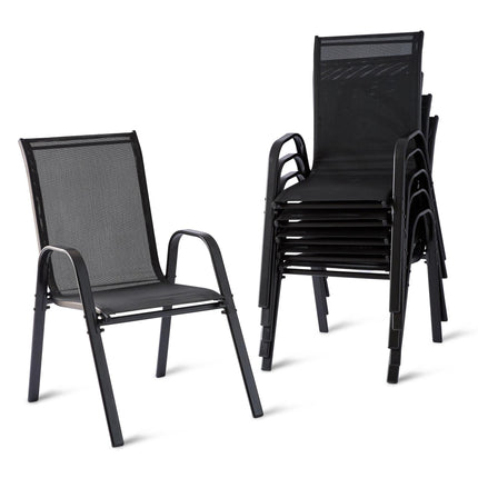 Stackable Garden Chairs with High Back and Armrests, 150 kg, Anthracite