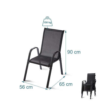 Stackable Garden Chairs with High Back and Armrests, 150 kg, Anthracite