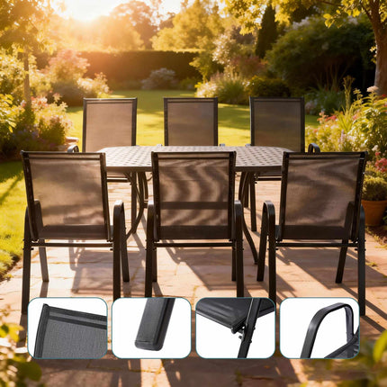 Stackable Garden Chairs with High Back and Armrests, 150 kg, Anthracite