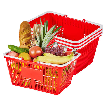 Stackable Grocery Baskets, 4-Pack 21L PE Plastic, Red