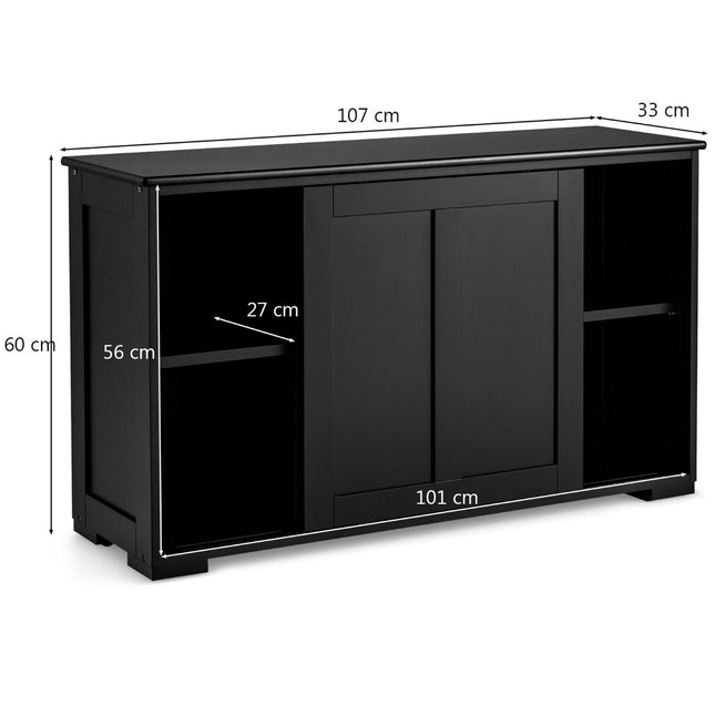 Stapelbares Küchenbuffet mit Schiebetüren, schwarzes MDF