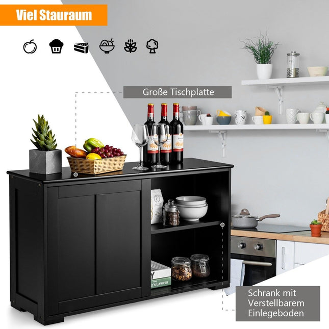 Stapelbares Küchenbuffet mit Schiebetüren, schwarzes MDF