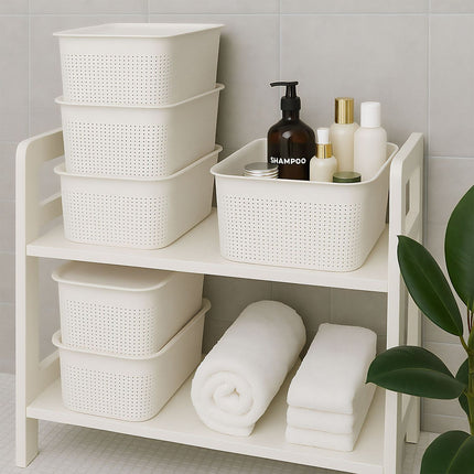 Stackable Lidded Storage Boxes, Set of 6, Ventilated