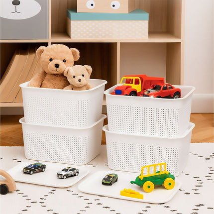 Stackable Lidded Storage Boxes, Set of 6, Ventilated