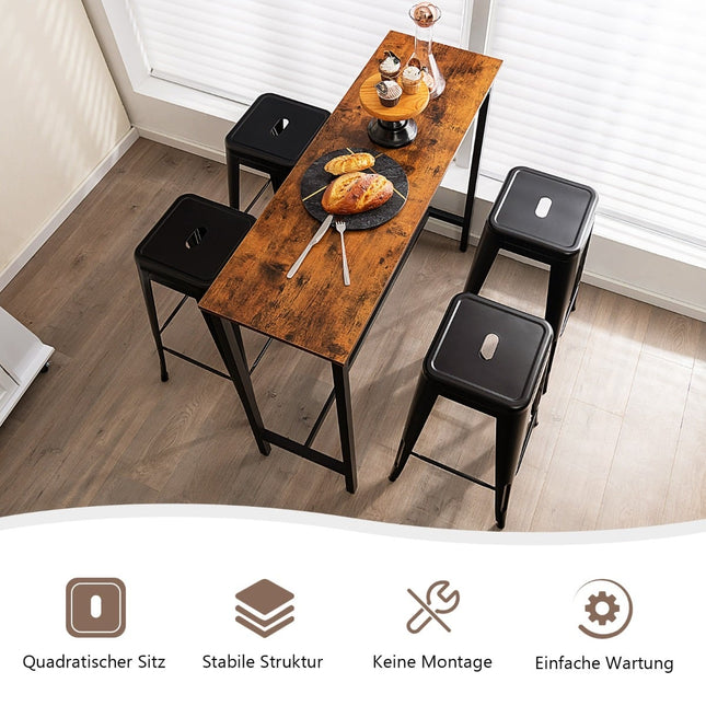 Stapelbares Metall-Barhocker-Set, 76cm, Schwarz, 150kg Tragkraft
