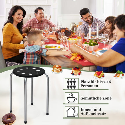 Stackable Metal Stools, 6-Pack, Round Seat, 30x30x44.5 cm