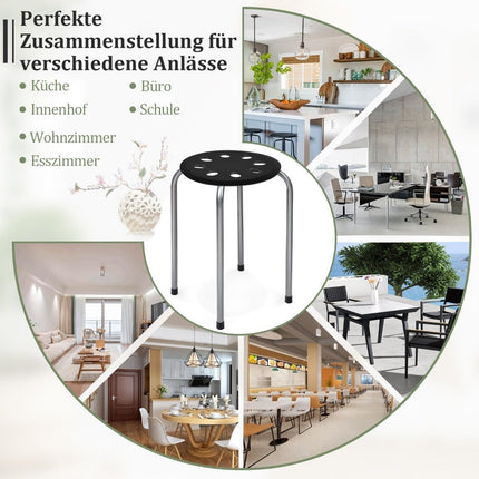 Stackable Metal Stools, 6-Pack, Round Seat, 30x30x44.5 cm