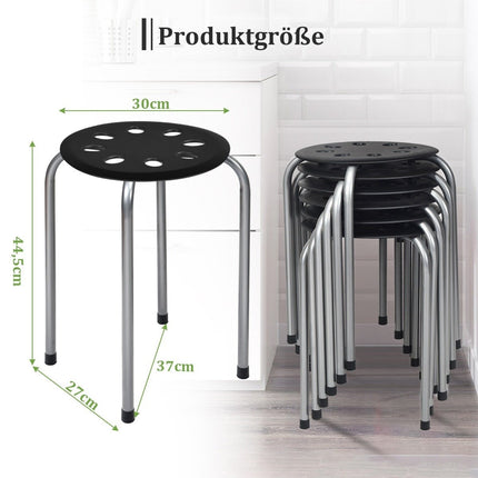 Stackable Metal Stools, 6-Pack, Round Seat, 30x30x44.5 cm