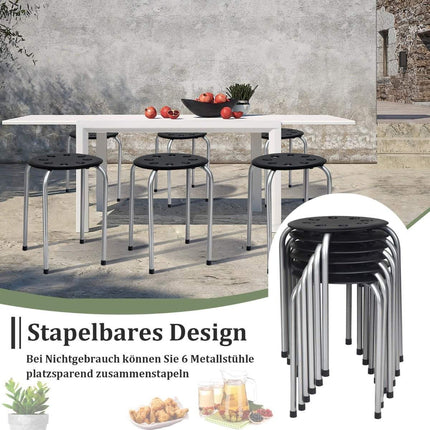 Stackable Metal Stools, 6-Pack, Round Seat, 30x30x44.5 cm