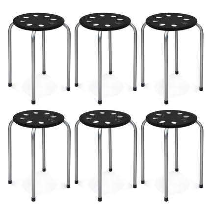 Stackable Metal Stools, 6-Pack, Round Seat, 30x30x44.5 cm