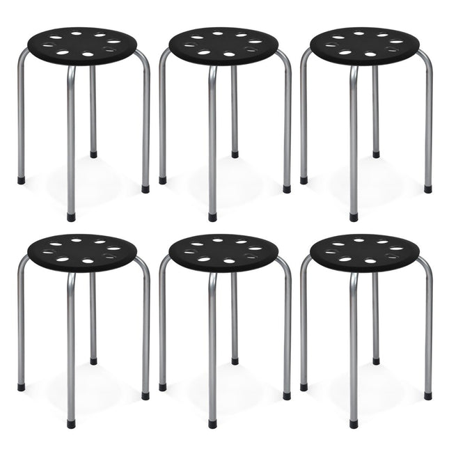 Stapelbare Metallhocker, 6er-Pack, runde Sitzfläche, 30x30x44,5 cm